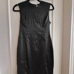 Tristan Black Satin Sleeveless Sheath Dress - Size 2